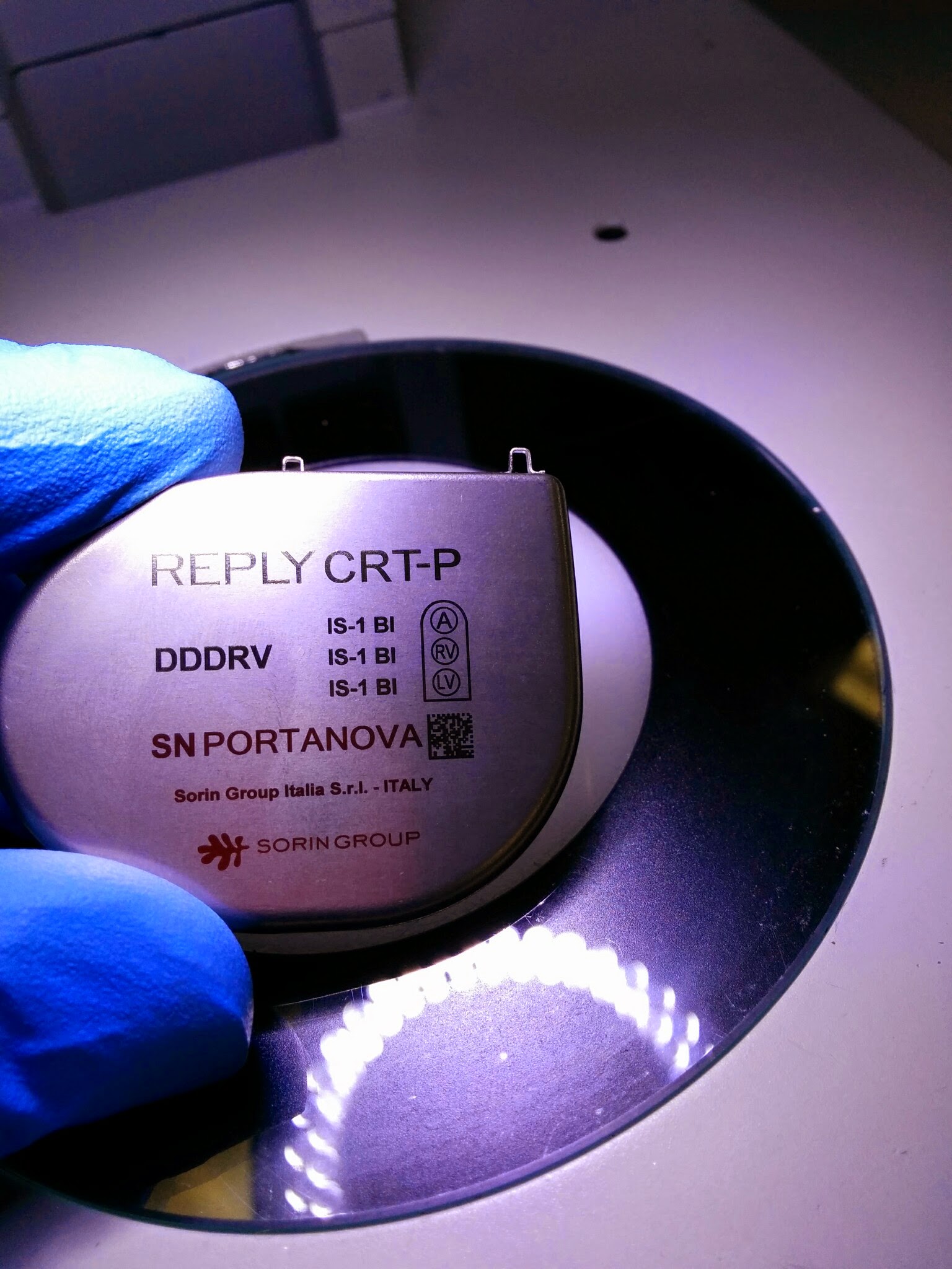 Pacemaker avec nom Portanova gravé au laser — Sorin Biomedica